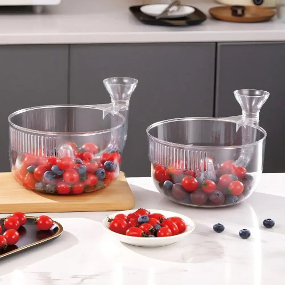 Automatic Washer Bowl Portable Fruit Cleaner With Strainer Fast Draining Kitchen Colander Rinser Fruit Wash Basket Berries Wash