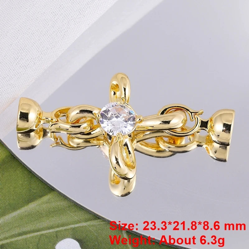 Juya 18K Gold Silver Plated Decoration Accessories Fastener Closure Pearls Clasps Lock For DIY Needlework Beads Jewelry Making