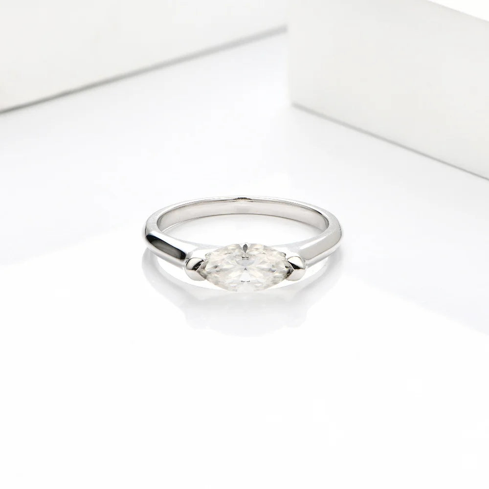 CHARMING Luxury Pure 10K 14K 18K Gold Moissanite Ring Lab Diamond Marquise Cut for Men Women Engagement Party Fine Jewelry Gifts