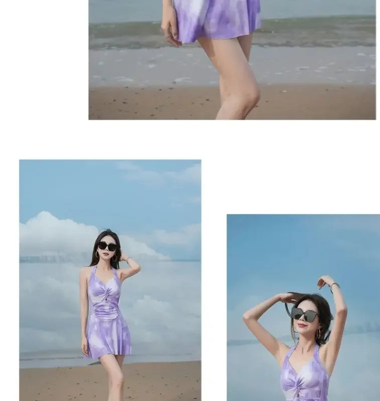 New Swimsuit Women One-piece Boxer-angle Conservative Slim Belly Covering Sexy Pure Desire Hot Spring Plus Size Swimsuit Women