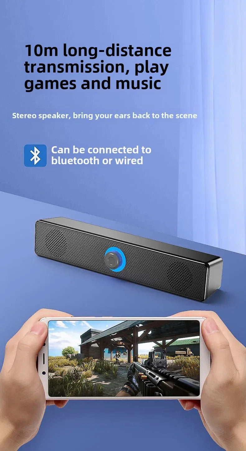 Bluetooth Computer Speaker Desktop PC Speakers Wireless Wired Soundbar Stereo Subwoofer for Laptop PC AUX 3.5mm Loudspeaker