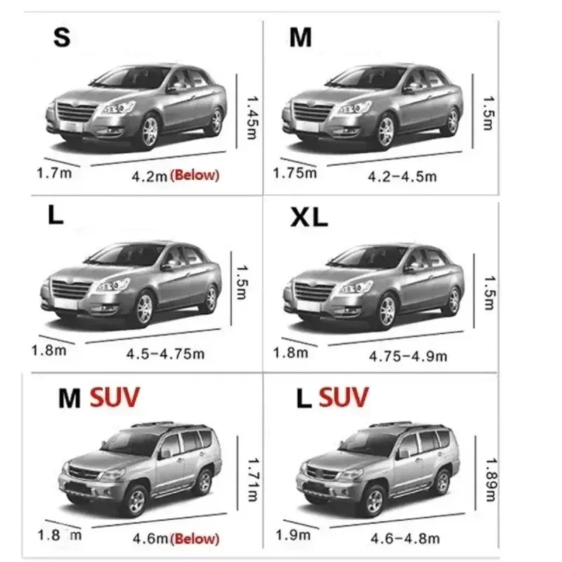Car Cover Protection Outdoor Exterior Sun Snow UV Winter Summer SUV Sedan Auto Sunshade Dustproof Waterproof Black Silver