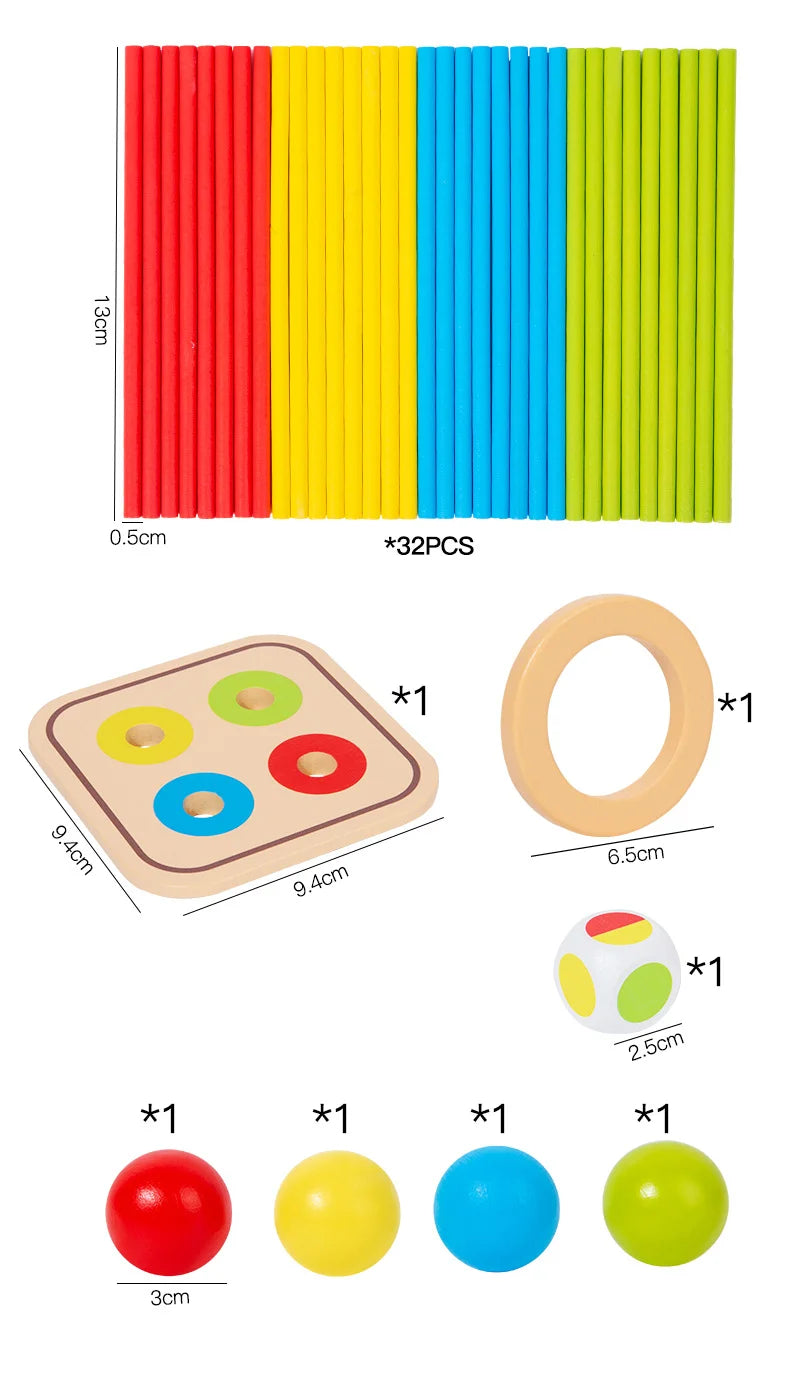 Montessori Game Wooden Board Game Multiplayer for Kids 4-8 Math Educational Fine Motor Skill Toy for Girl Boys Classic Fun Games