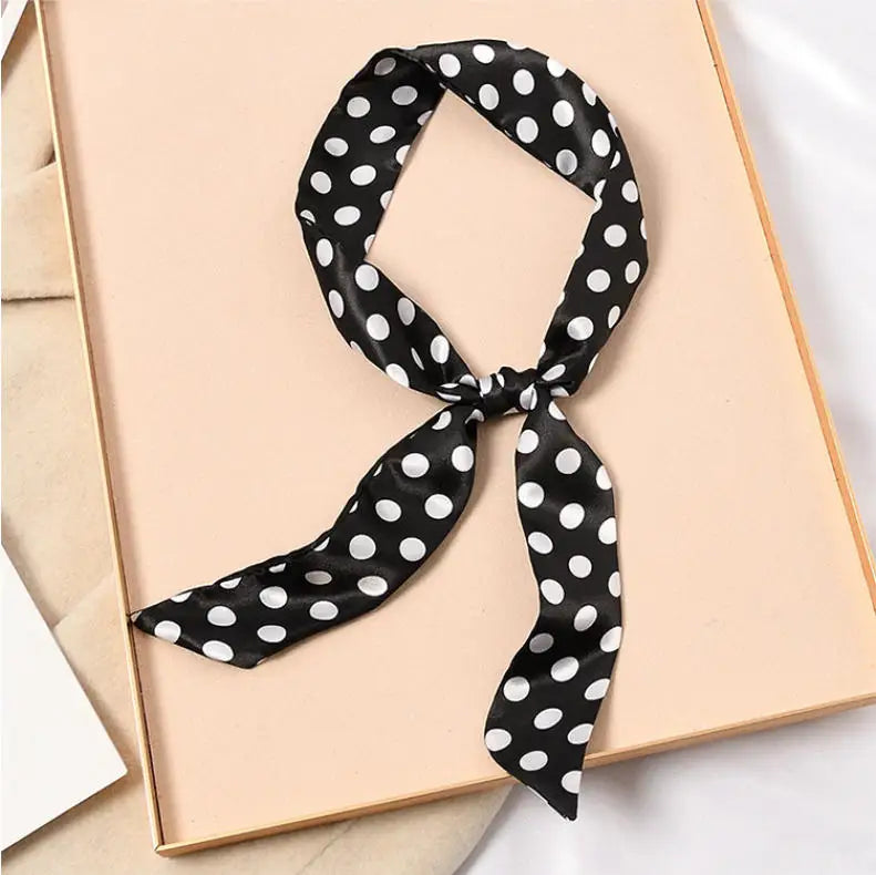Skinny Silk Scarf Hair Strip Silk Ribbon Small Neck Scarves Bag Handle Ribbon Scarf Kerchief Ladies Ribbon Hair Band Small Scarf