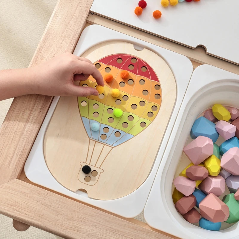 Montessori Sensory Table for Child Wooden Children Sensory Tray Baby Early Education Toys Learning Fine Movement Board Gift