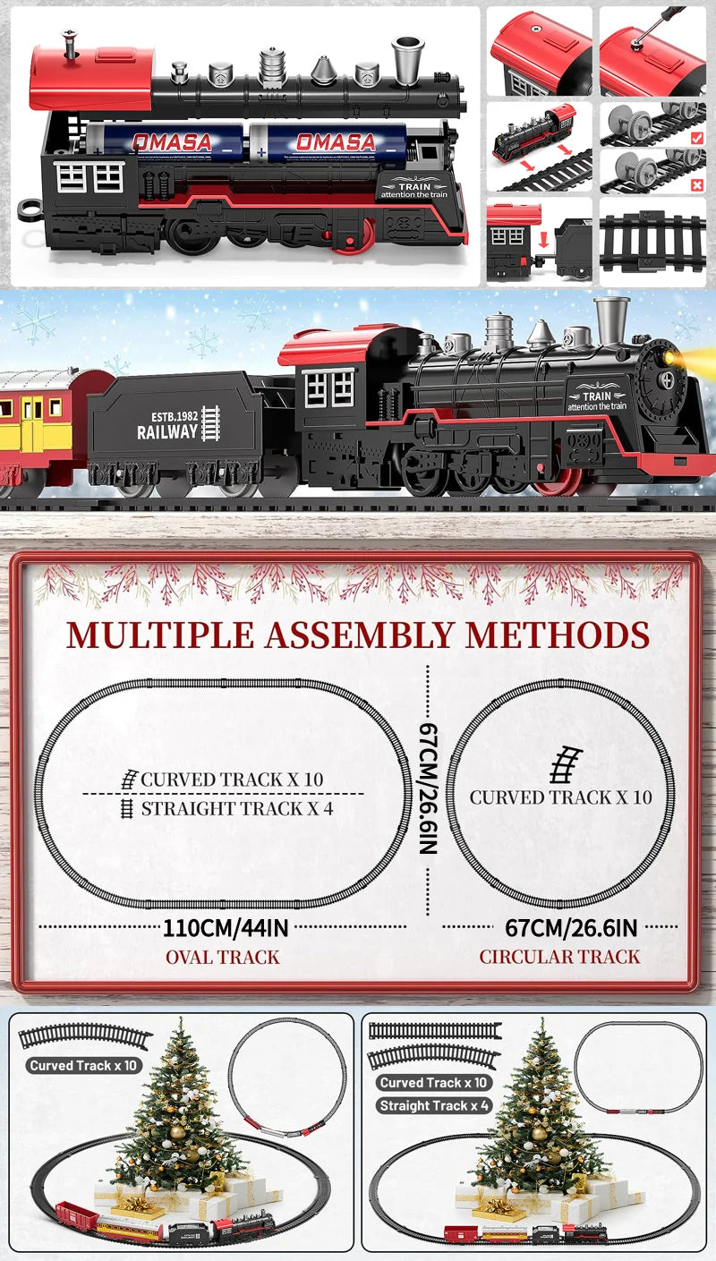 Electric Train Rail Car Simulation Retro Model Train High Speeds Rail Toy Boy Set
