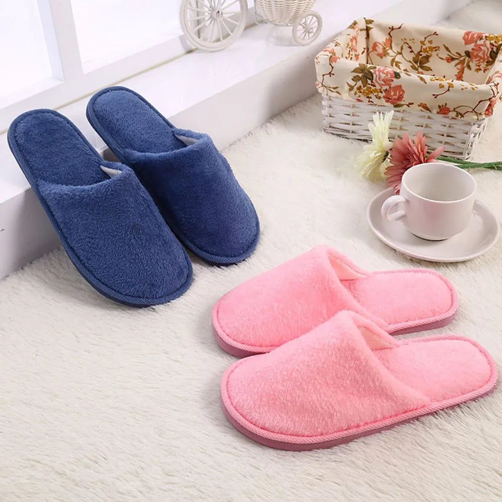 Men's Winter Slippers Warm Bedroom Plush Shoes Home Floor Soft Indoors Thin Velvet Solid Color Non Slip Half Drag Slipper
