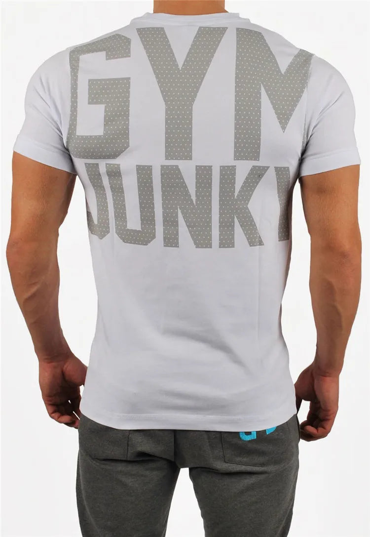 Men's Fashion T Shirt Men Tops Summer Fitness Bodybuilding Clothes Muscle Male Shirts Cotton Slim Fit Tees