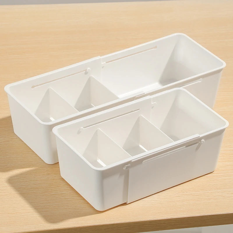 Kitchen Telescopic Drawer Organizer Cabinets Tableware Classified Storage Box with Partitions Multifunctional Storage basket