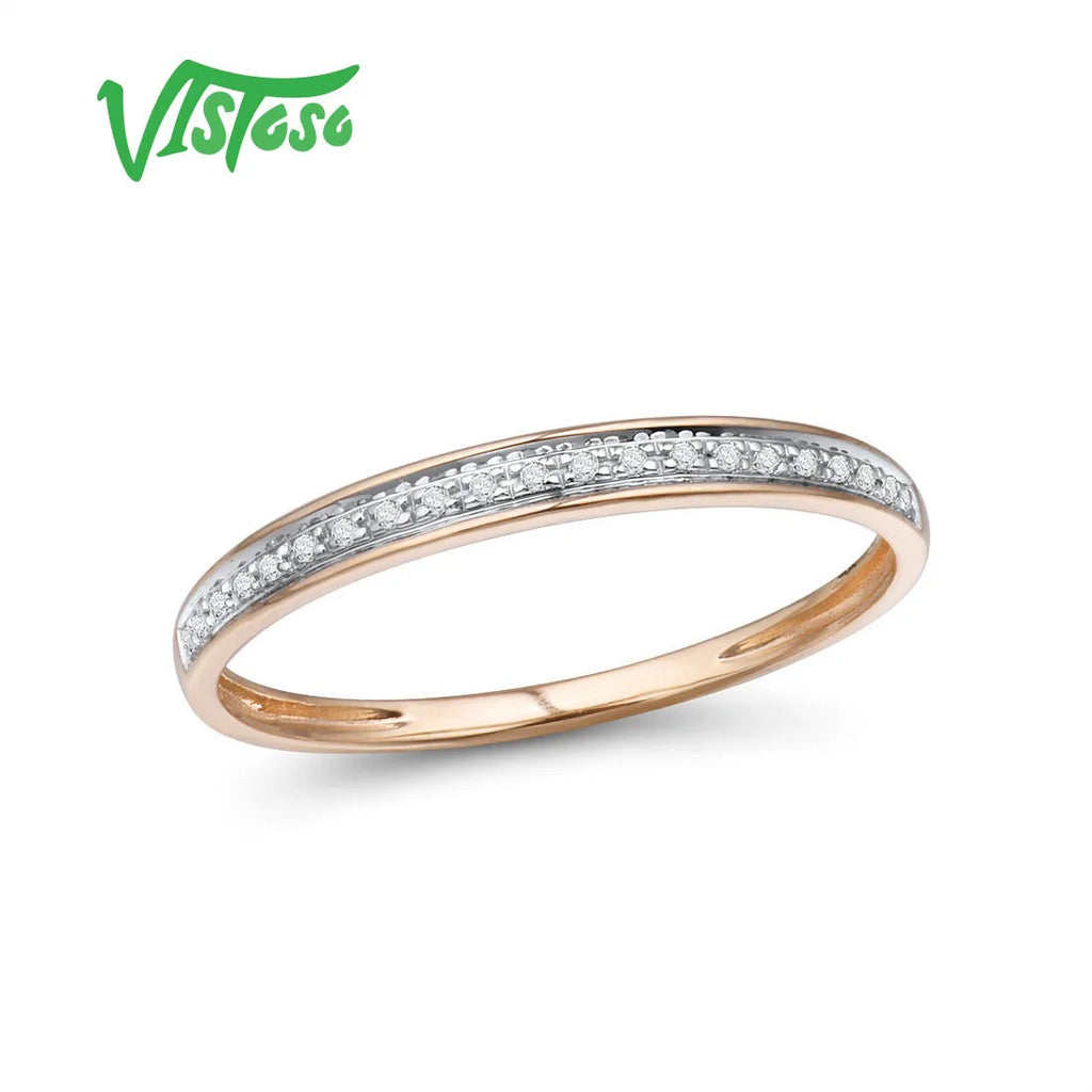 VISTOSO Genuine 14K White/Yellow/Rose Gold Rings For Women Simple Style Eternal Diamond Ring Engagement Anniversary Fine Jewelry