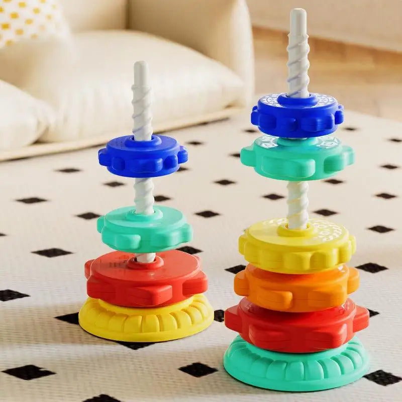 Montessori Baby Tower Game; Spinning and Stacking Rainbow Puzzle; Motor Skill Development; Kids Gift