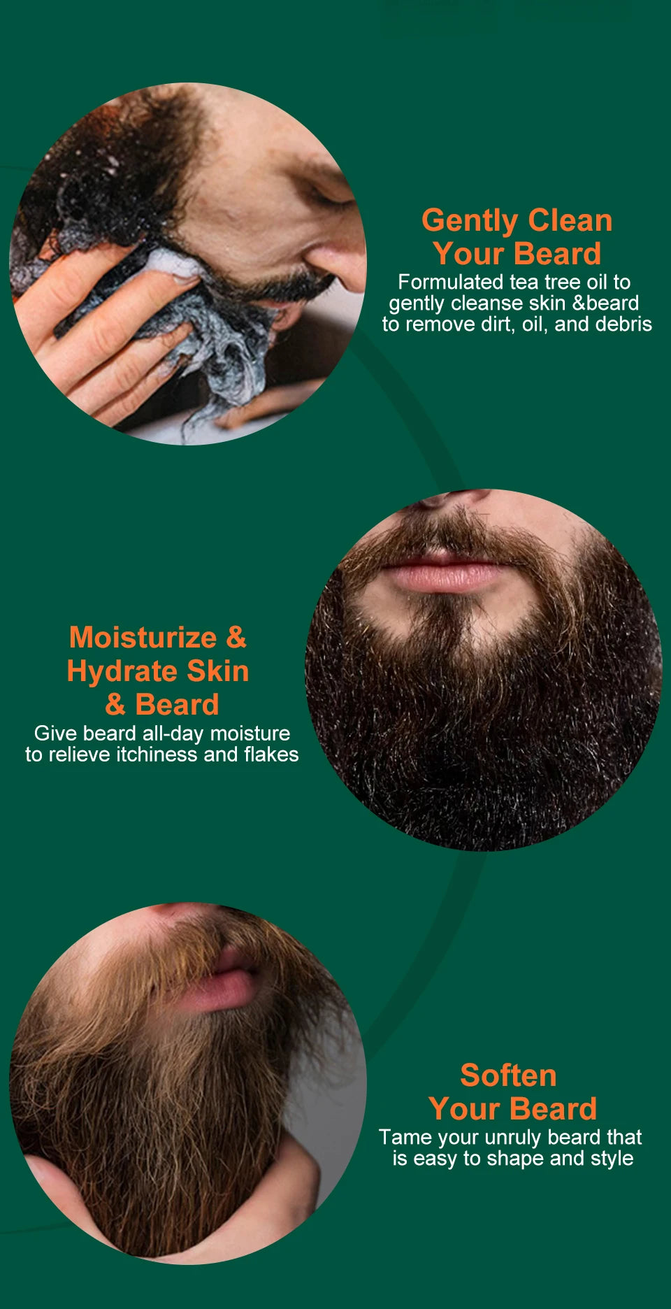 2023 Beard Growth Kit For Men Nourishing Moisturizing Moustache Growth Enhancer Oil Tea Tree Anti Hair Loss Shampoo Beard Care