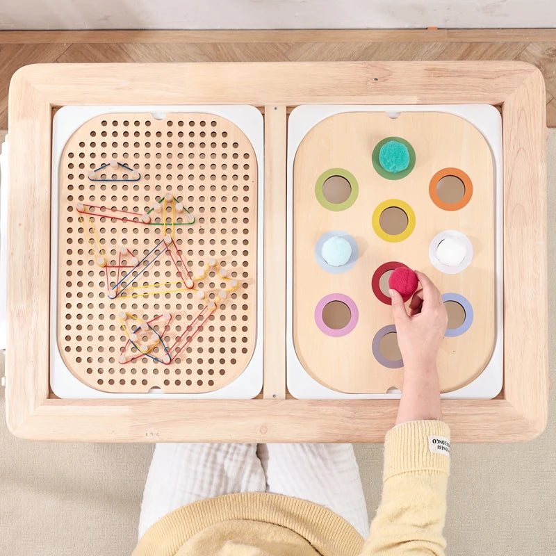 Montessori Sensory Table for Child Wooden Children Sensory Tray Baby Early Education Toys Learning Fine Movement Board Gift