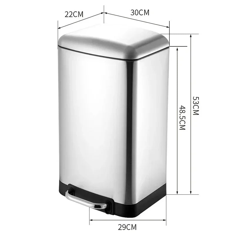 Kitchen Waste Bin 9L, Square Pedal Trash Can with Cover, Stainless Steel Double Bucket Design for Efficient Waste Disposal