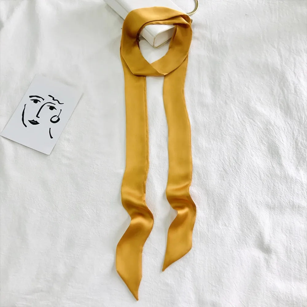 Delicate Long Hair Scarf Favor Silk Headband Hair Wrap Solid Color Elegant Ribbon Party Scrunchies