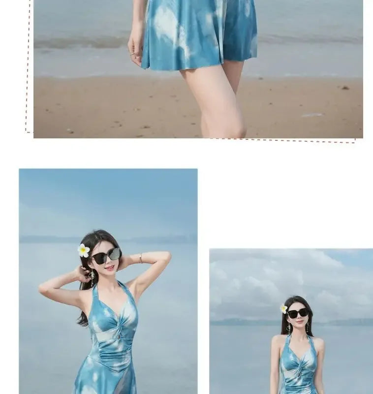 New Swimsuit Women One-piece Boxer-angle Conservative Slim Belly Covering Sexy Pure Desire Hot Spring Plus Size Swimsuit Women