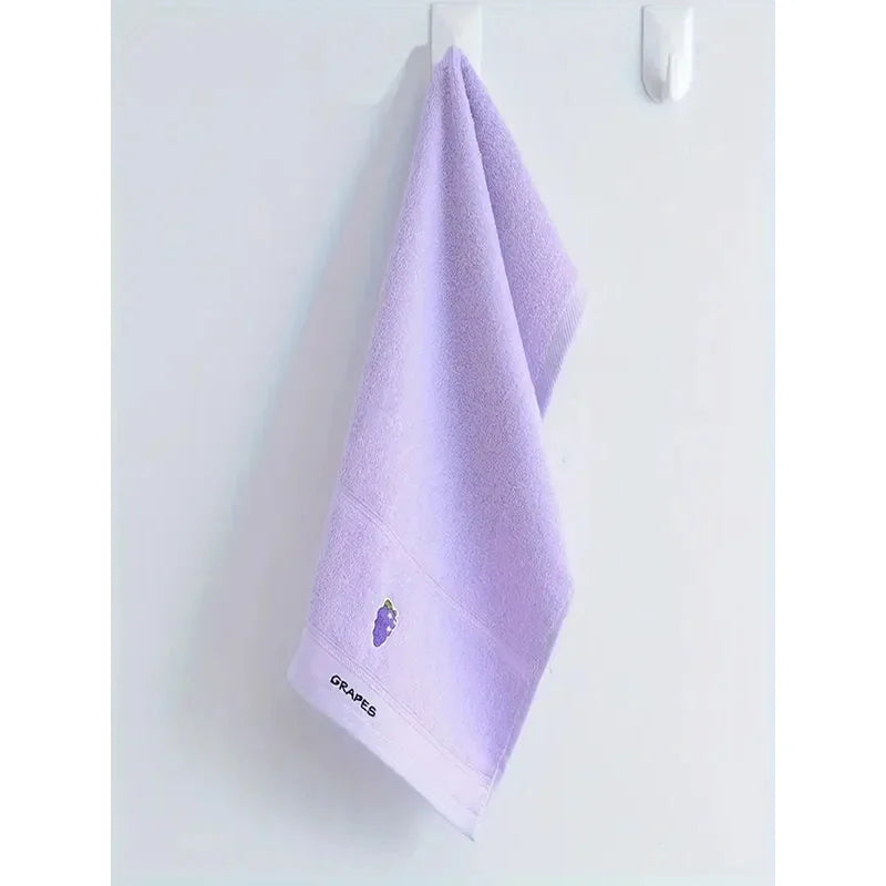 Set of 5 Soft Cotton Embroidered Fruit Theme Hand Towels - Ultra soft, absorbent and quick drying face towel with design