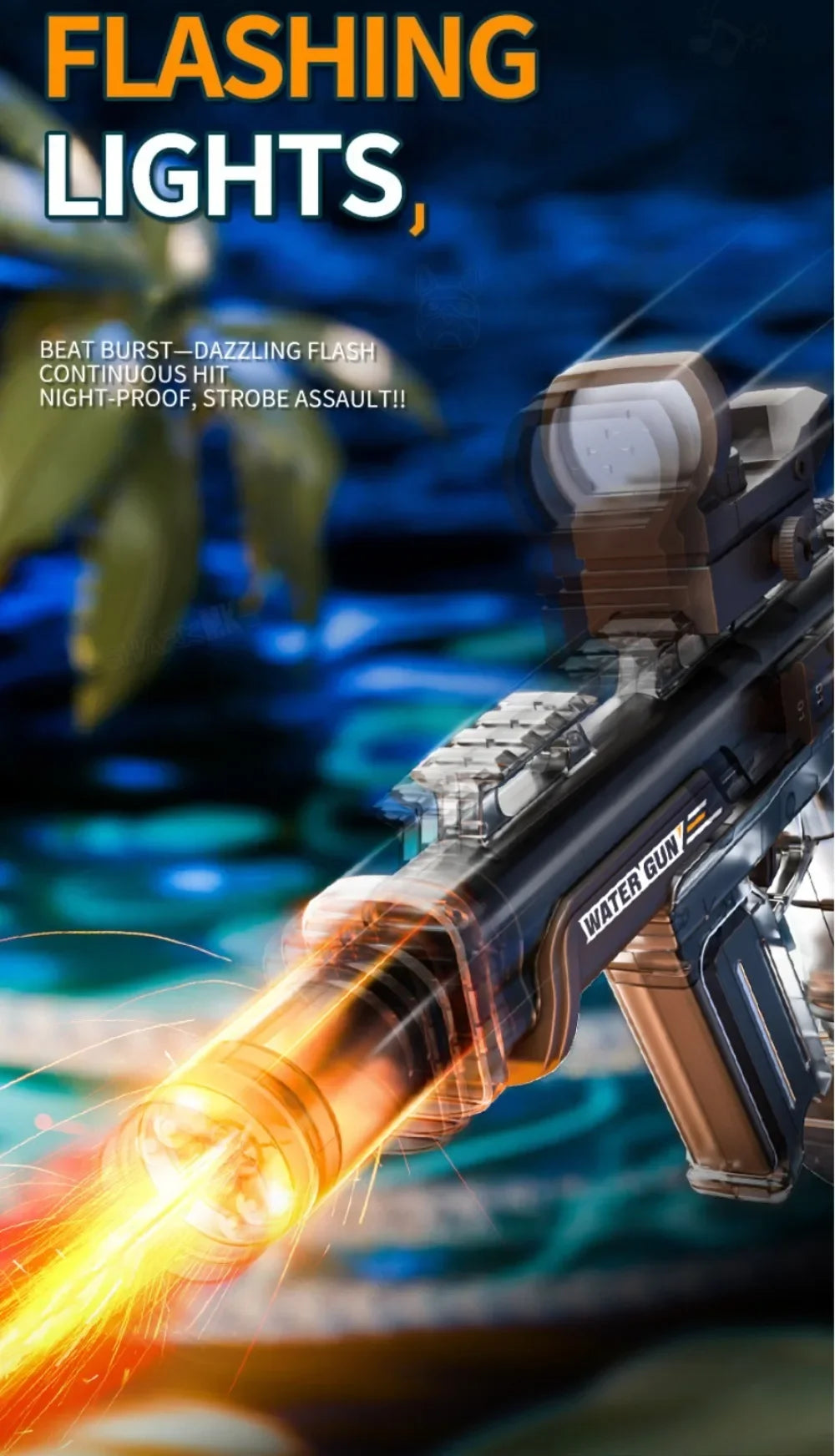 Powerful Electric Water Gun Full Continuous Shooting with Sensor Led Lights Outdoor Beach Water Battle Game for Children