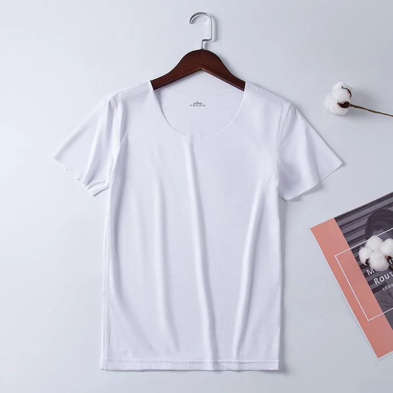 Summer Women T-shirts Ice Silk T-shirt Vest Short Sleeve Tank Fashion Woman Blouses 2023 Slim y2k Tops Undershirt Woman Clothes
