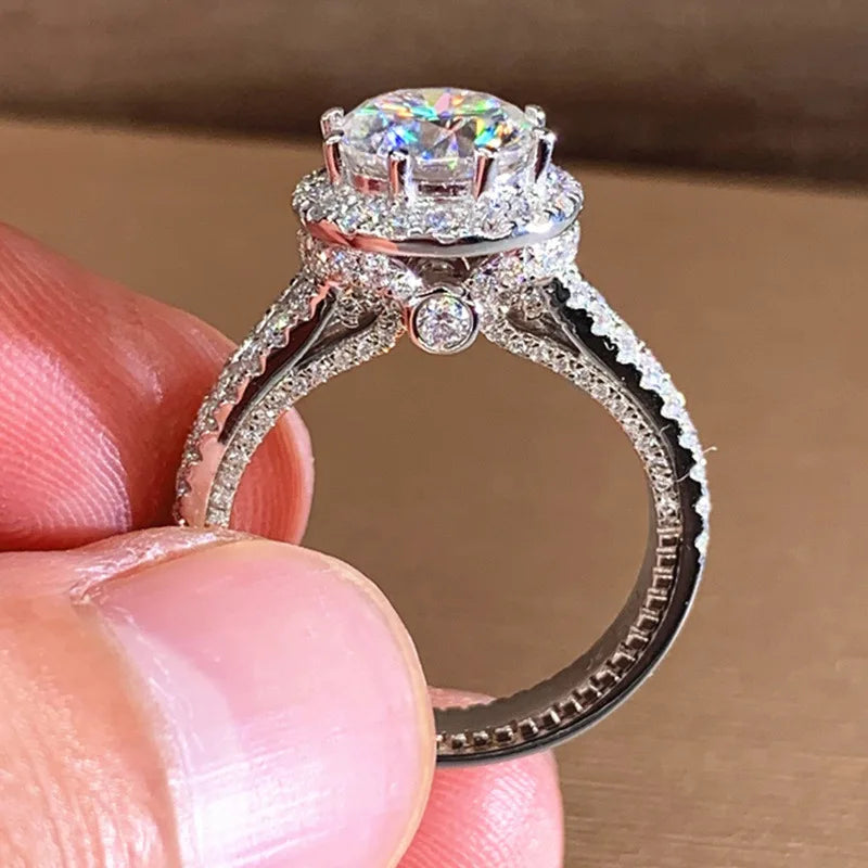 14K Gold 3ct Lab Diamond Ring 925 sterling silver Bijou Engagement Wedding band Rings for Women Bridal Birthday Party Jewelry