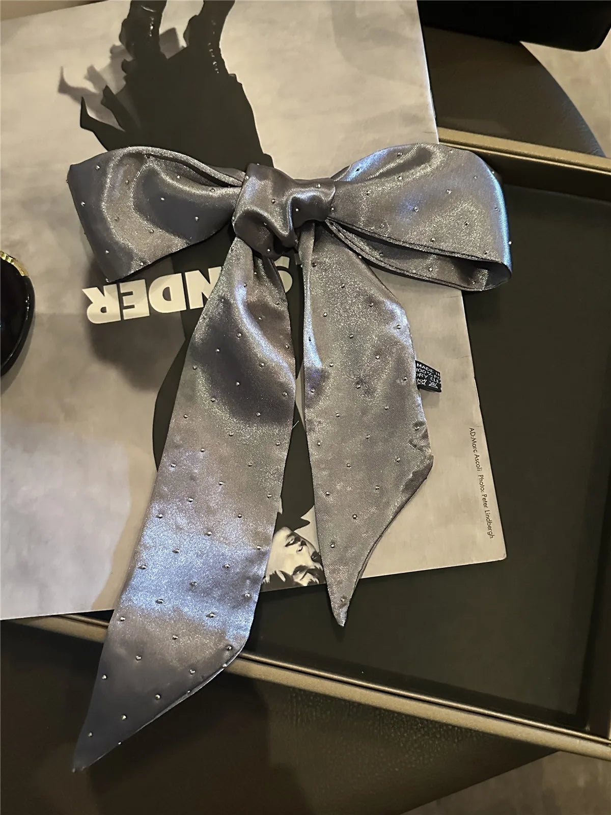 Solid Color Silk Scarf Headband French Elegant Long Strip Hair Tie Streamer Premium Sense Tie Headband Scarf