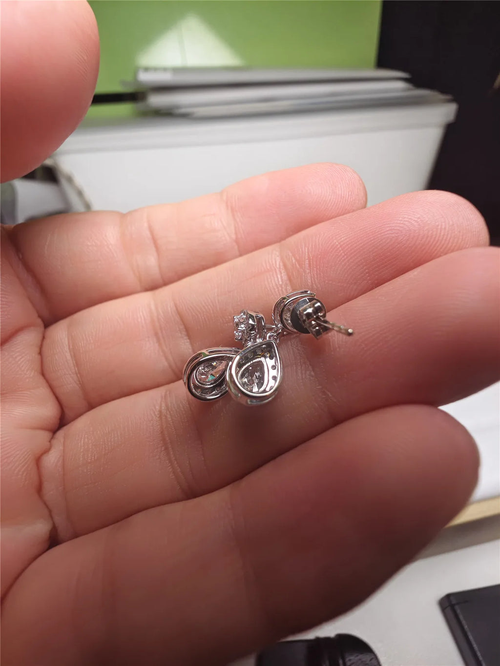 14K Gold Lab-Grown Diamond Two-Stone Drop Earrings, Pear-Cut 0.5CT Diamond Earrings, Fine Jewelry Customization Wholesale