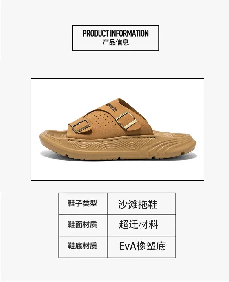New Business Style Sandals For Men Handmade One Strap Slides Casual Outdoor Beach Walking Comfortable Non-Slip Footwear