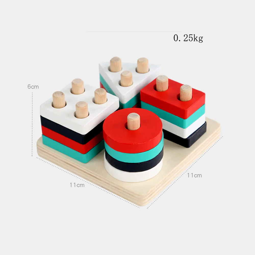 Montessori Wooden Educational Toys for Children 1 2Y Baby Shape Color Sorter Block Puzzles Toddler Large Geometric Stacking Toys