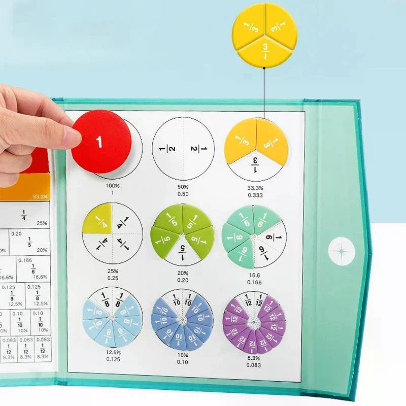Montessori Magnetic Fraction Learning Math Toys Montessori Arithmetic Teaching Aids Wooden Book Educational Toys for Children
