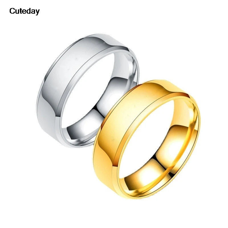 Stainless Steel Rings for Men, Colors: Black Golden Silvery Color, US Size 6-13, Men's Simple Band Rings