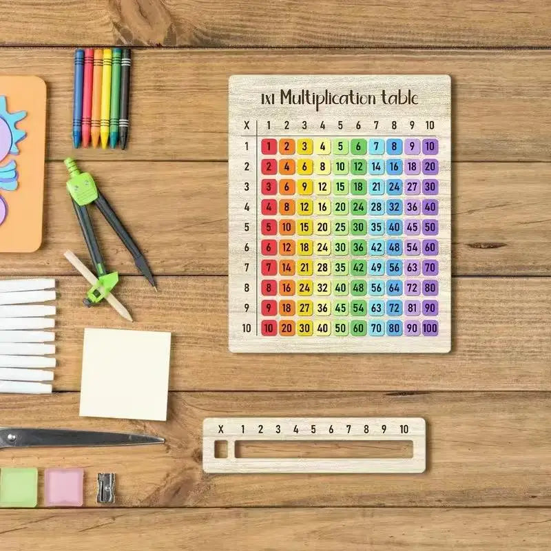 NEW Natural Wood Multiplication Chart Board Montessori Educational Toy for Children Arithmetic Practice Homeschool Teaching Aid