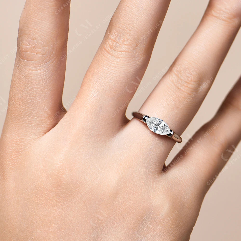 CHARMING Luxury Pure 10K 14K 18K Gold Moissanite Ring Lab Diamond Marquise Cut for Men Women Engagement Party Fine Jewelry Gifts