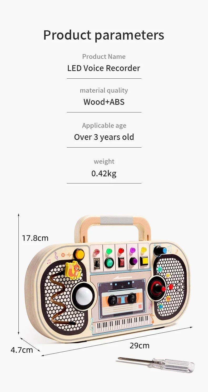 Montessori Busy Board With Switch Control Wooden Toddler Toys Sensory Travel Activities Toys For Kids Puzzle Early Learning Toys