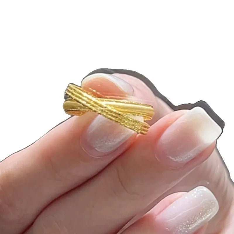 9999 24K real gold live cross brushed ring fashion trend high-end light luxury personality versatile ring jewelry