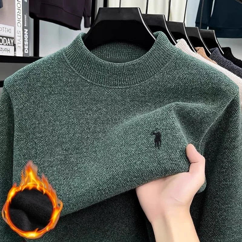 2025 autumn and winter comfortable high-end men sweater fashion brand embroidery business casual versatile warm long sleeved top