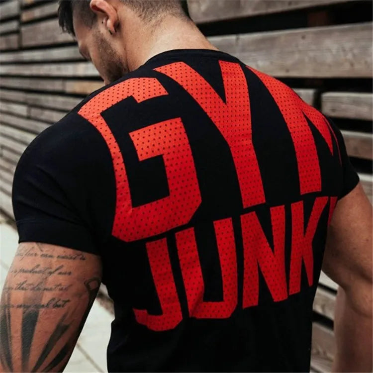 Men's Fashion T Shirt Men Tops Summer Fitness Bodybuilding Clothes Muscle Male Shirts Cotton Slim Fit Tees
