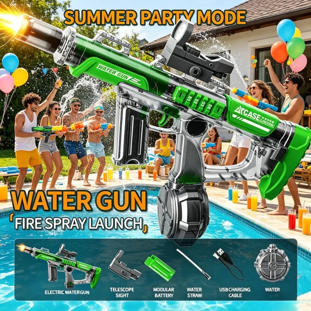 Powerful Electric Water Gun Full Continuous Shooting with Sensor Led Lights Outdoor Beach Water Battle Game for Children