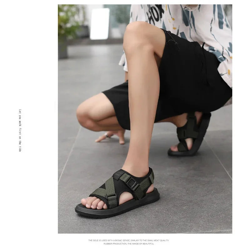 Summer Men Sandals Lightweight Open Toe Flat Mens Casual Shoes Outdoor Walking Sandals for Men Beach Shoes Size 39-45