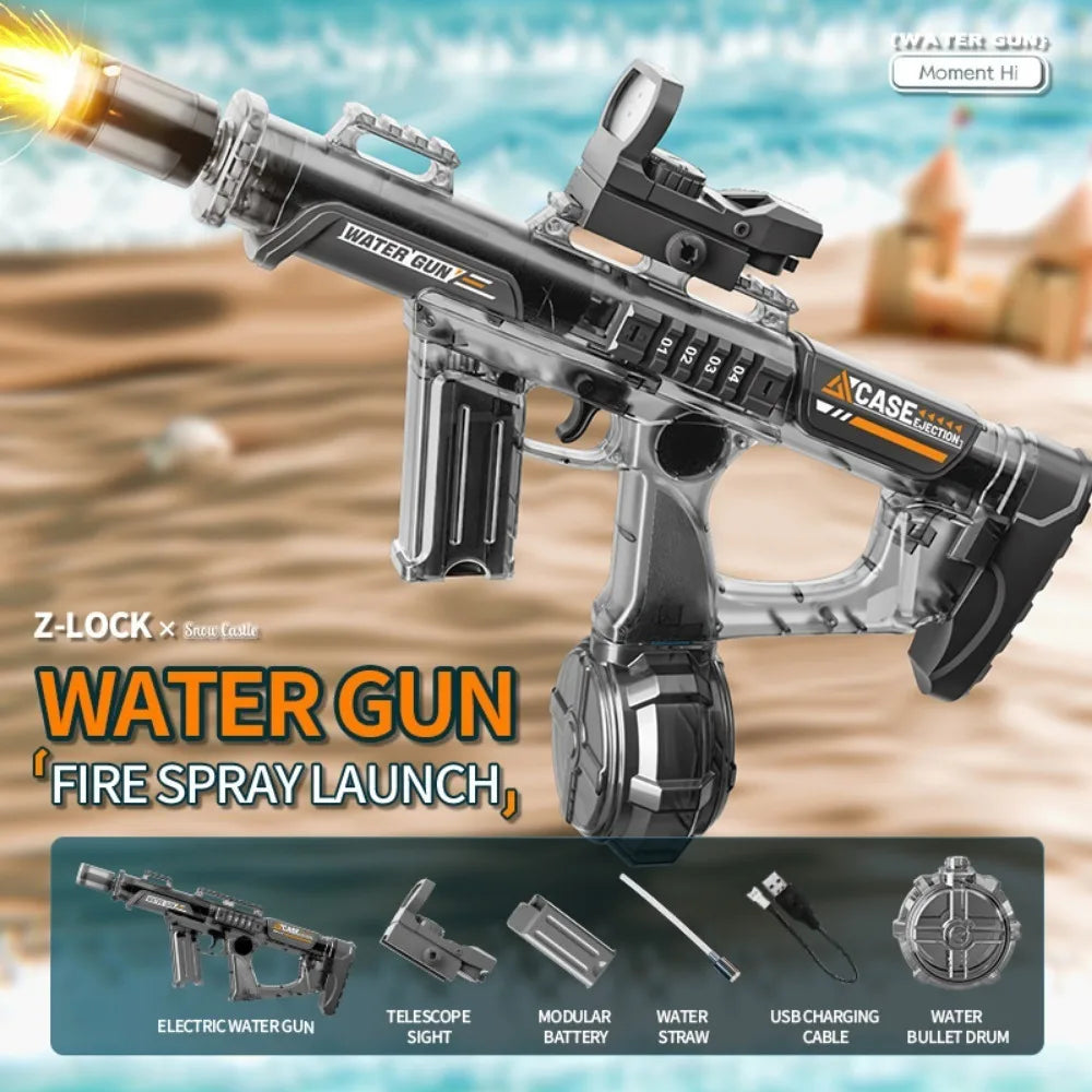 Powerful Electric Water Gun Full Continuous Shooting with Sensor Led Lights Outdoor Beach Water Battle Game for Children