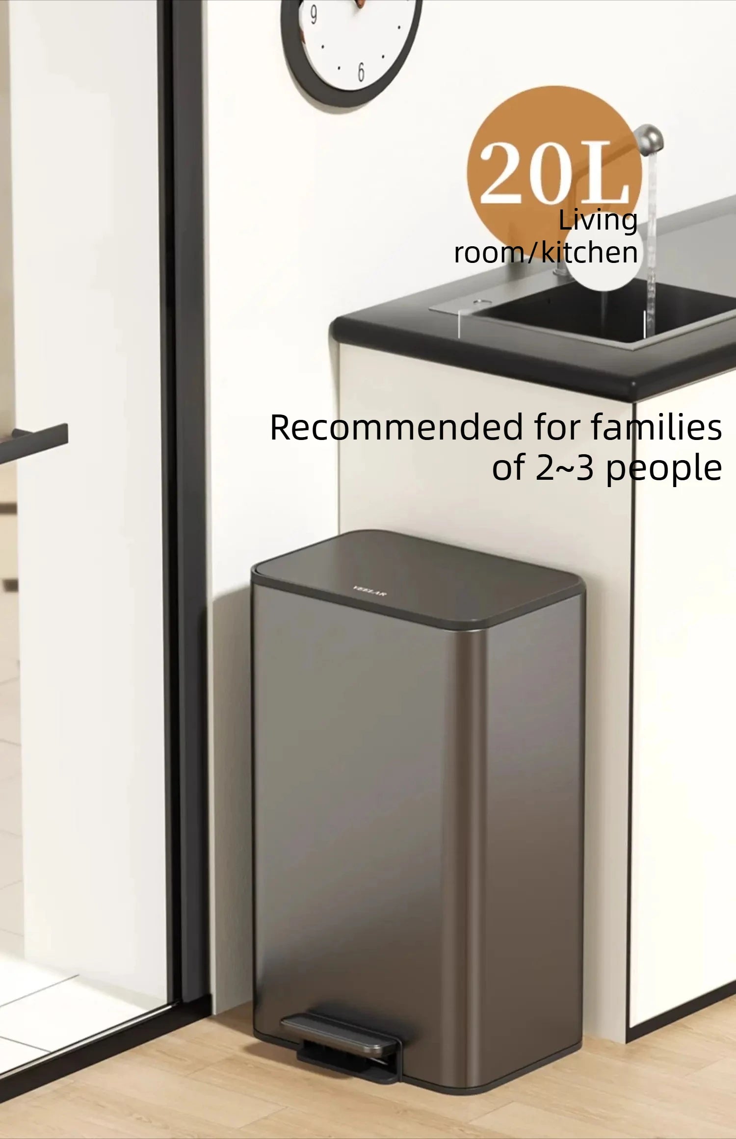 Kitchen Bin Large Large Capacity New Household Living Room Light Luxury High-grade Stainless Steel Italian Style Furniture