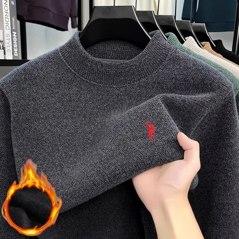 2025 autumn and winter comfortable high-end men sweater fashion brand embroidery business casual versatile warm long sleeved top