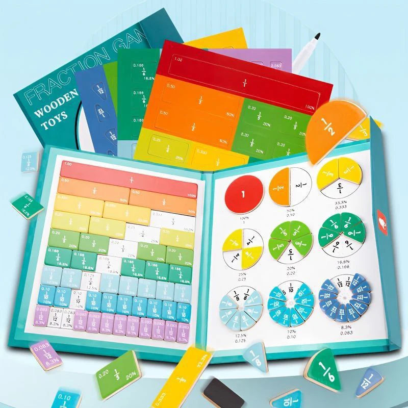 Montessori Magnetic Fraction Learning Math Toys Montessori Arithmetic Teaching Aids Wooden Book Educational Toys for Children