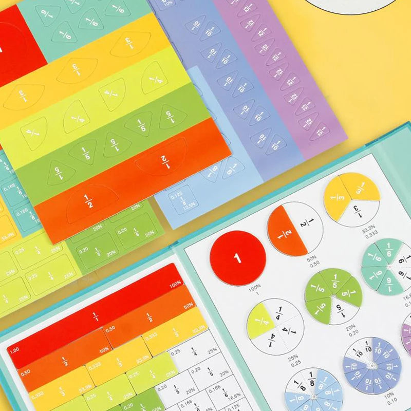 Montessori Magnetic Fraction Learning Math Toys Montessori Arithmetic Teaching Aids Wooden Book Educational Toys for Children