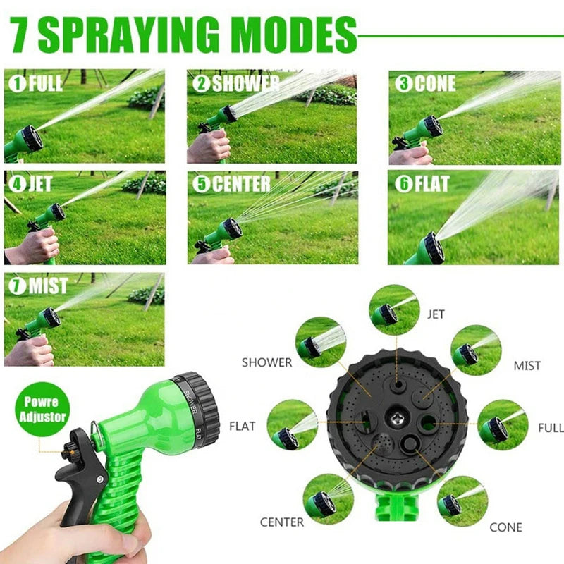 25FT-200FT Garden Hose Expandable Magic Water Pipe Home Garden Daily Watering Tools High-Pressure Car Wash Cleaning Water Gun