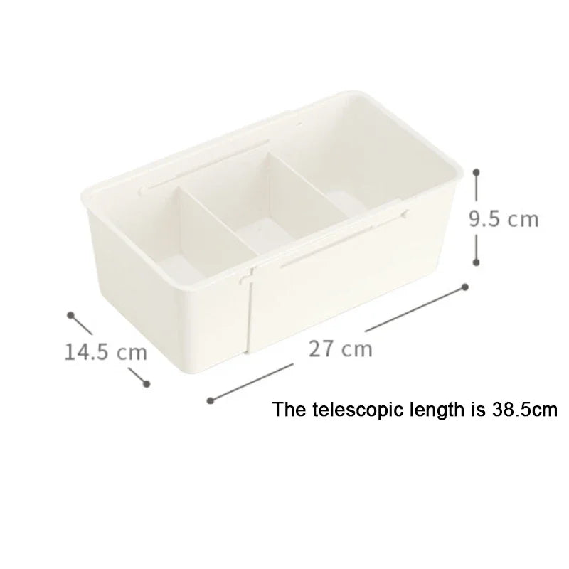 Kitchen Telescopic Drawer Organizer Cabinets Tableware Classified Storage Box with Partitions Multifunctional Storage basket