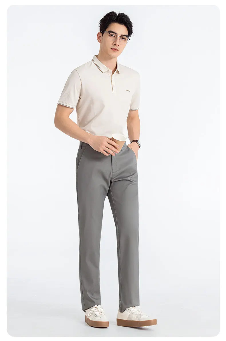Men's High-End Suit Trousers - Breathable Lyocell Cotton Blend Dress Pants, Perfect for Office Wear and Comfortable Workwear