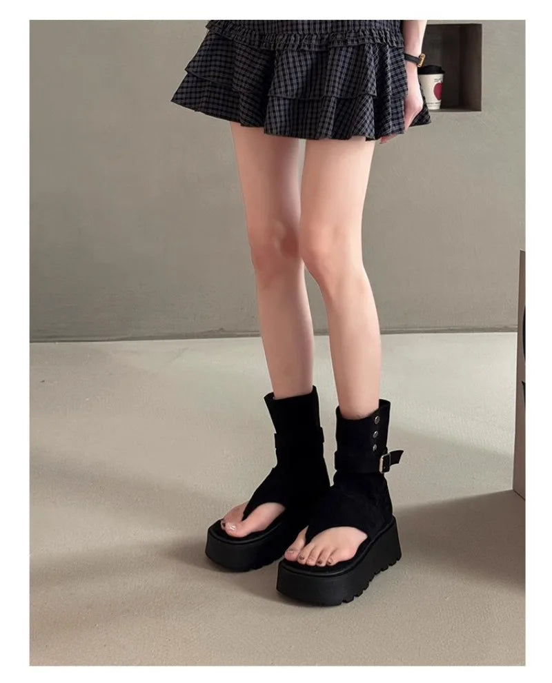 Women's Sandals Summer Fashion Bohemian Platform Sandals Hollow Out Ort Tube Pants Women Boots Retro Roman Boots Sandalias Mujer