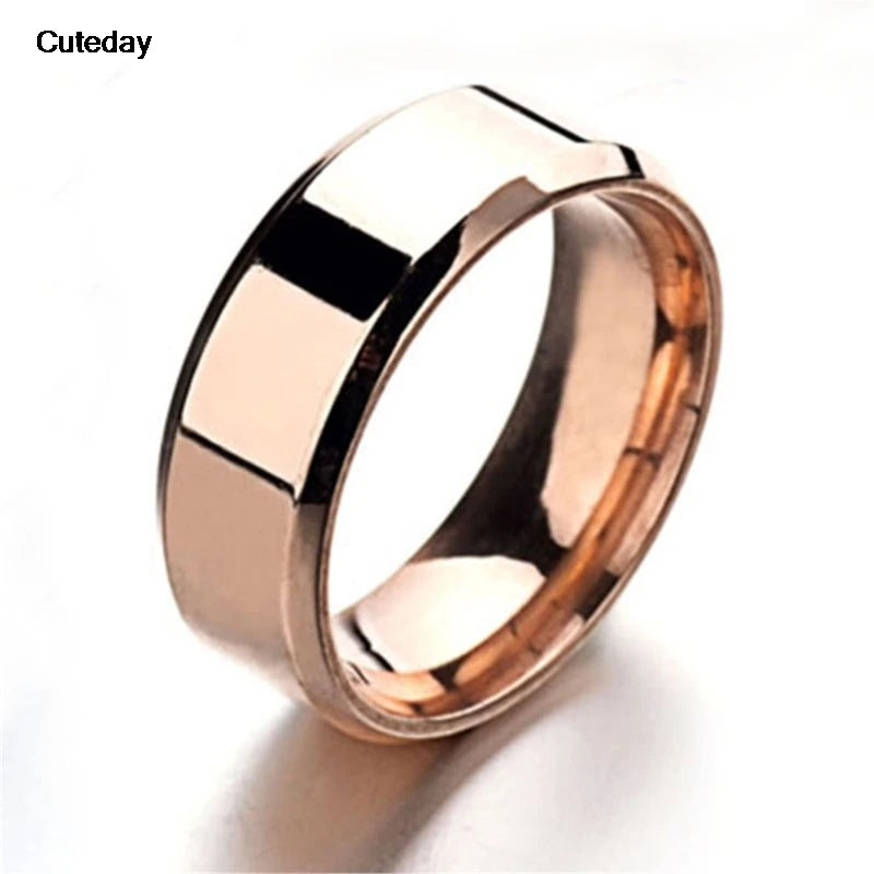 Stainless Steel Rings for Men, Colors: Black Golden Silvery Color, US Size 6-13, Men's Simple Band Rings