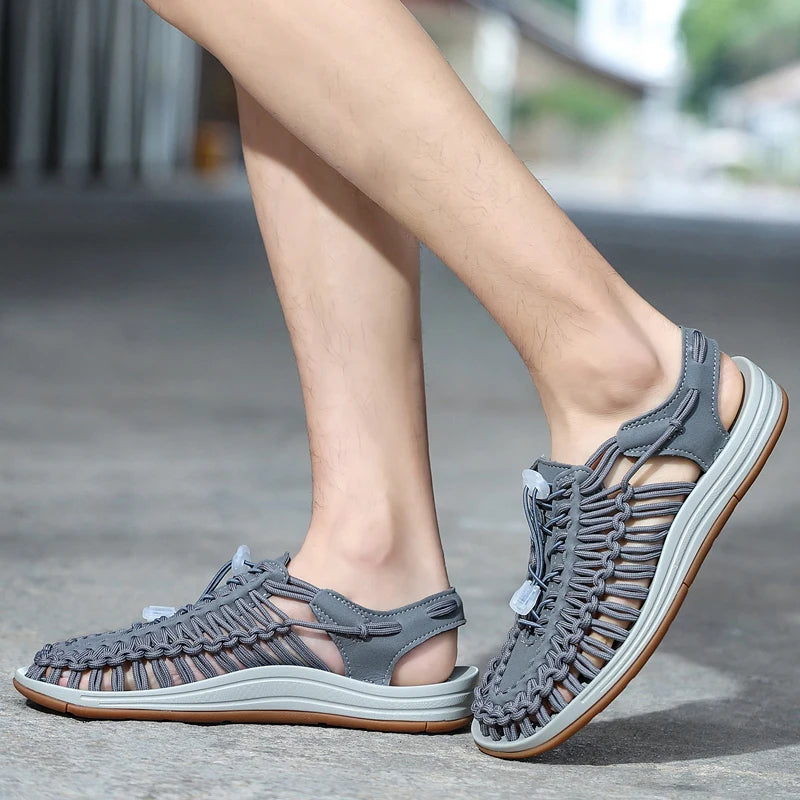 Men Sandals Summer Weave Shoes Boys Sandal Mens Sandles Outdoor Breathable Comfort Slip On Plus Big Size 45 46 Sandalias Hombre
