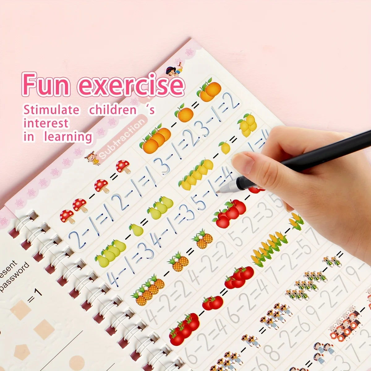 3D Groove Writing Pad Children's Magic Practice Copybooks Set with Pen Reusable Kids Workbooks for Handwriting  4-Pack